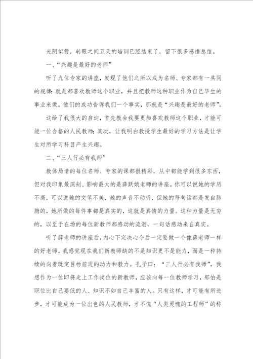 教师培训个人工作总结