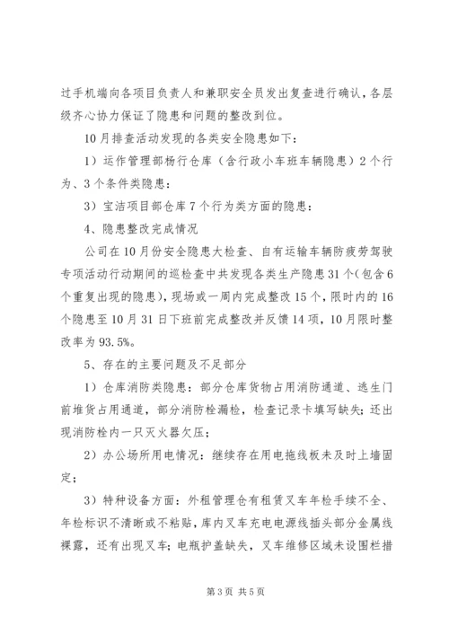 企业10月份安全隐患排查整改行动总结.docx
