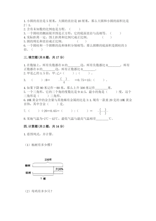 西峰市六年级下册数学期末测试卷汇编.docx