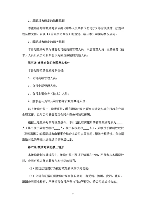限制性股权与期权激励方案
