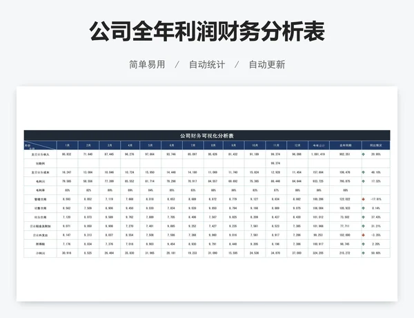 公司全年利润财务分析表