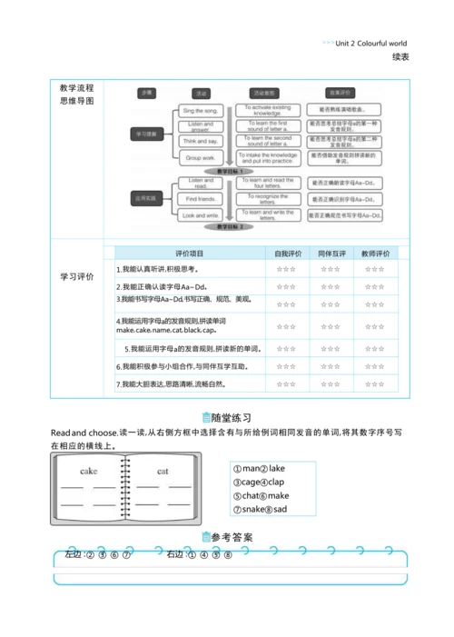 Unit 2  Colourful world单元整体教学设计 5课时