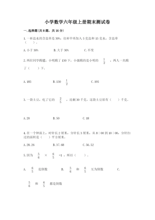 小学数学六年级上册期末测试卷（模拟题）word版.docx