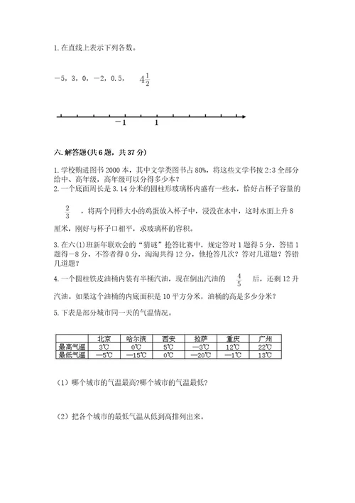 小学生毕业数学试卷（全优）