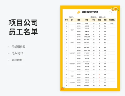 项目公司员工名单