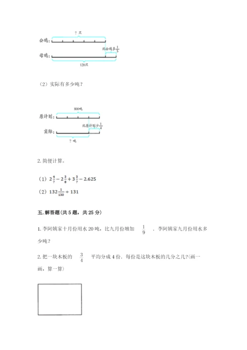 冀教版五年级下册数学第六单元 分数除法 测试卷（巩固）.docx