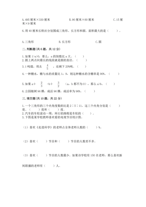 人教版六年级上册数学期末测试卷附参考答案（巩固）.docx