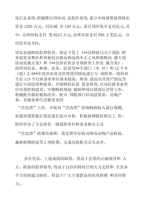 县财政预算执行情况总结
