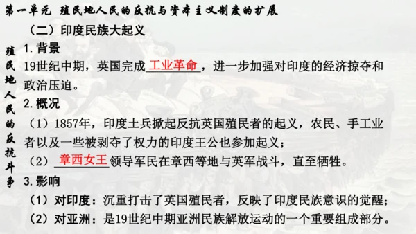 第一单元 殖民地人民的反抗与资本主义制度的扩展  单元复习课件