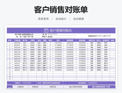 客户销售对账单