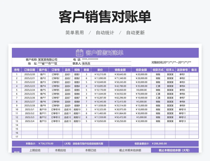 客户销售对账单