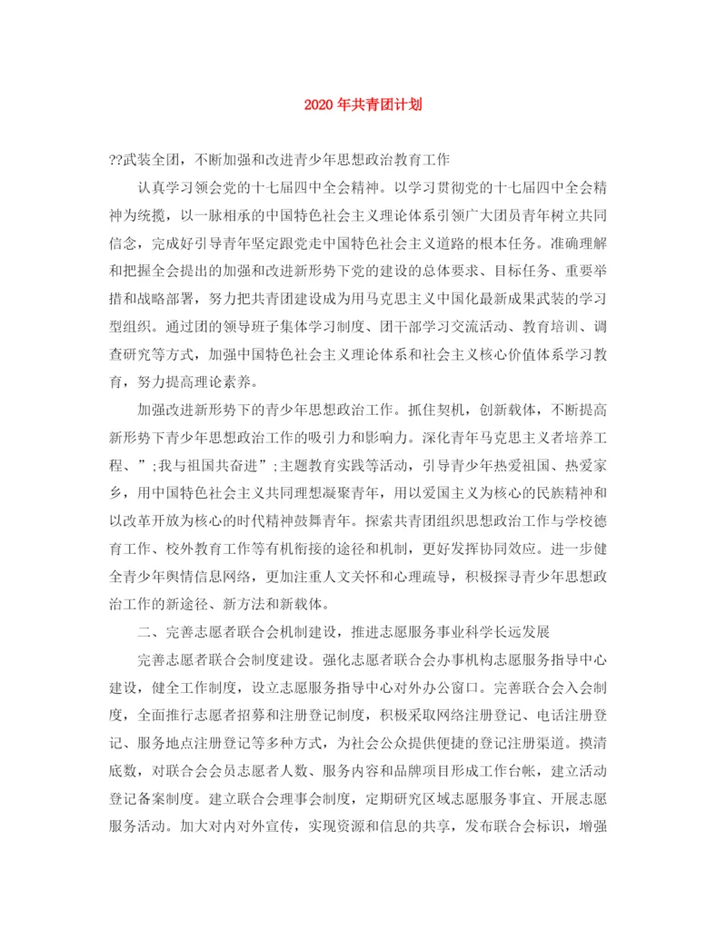 精编之年共青团计划范文大全.docx