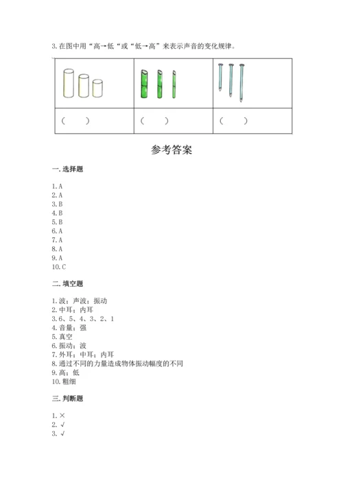 教科版科学四年级上册第一单元声音测试卷推荐.docx