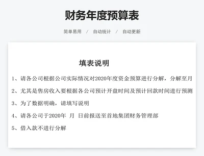 财务年度预算表