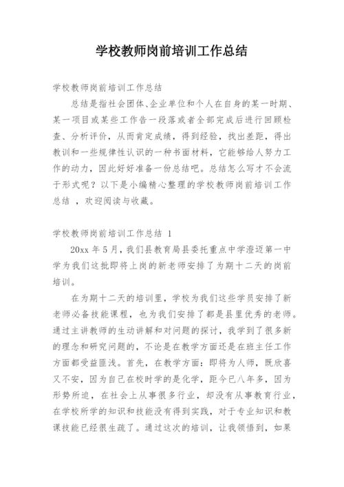 学校教师岗前培训工作总结.docx