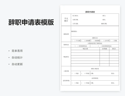 辞职申请表模版