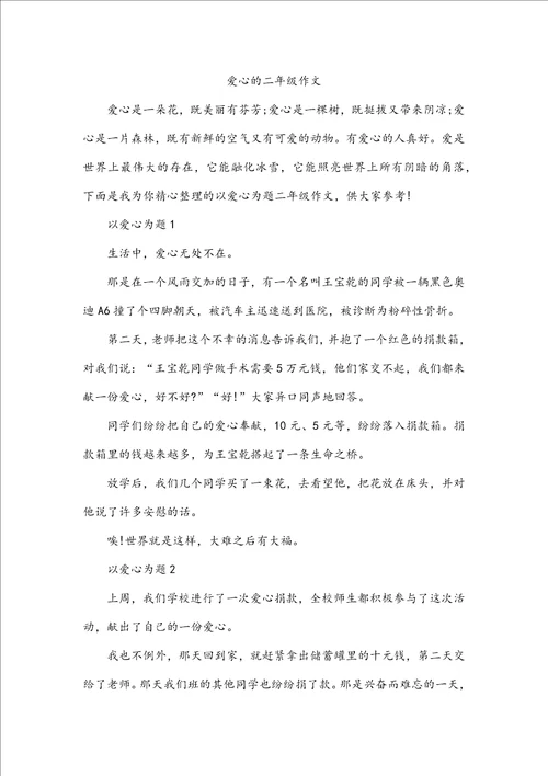 爱心的二年级作文