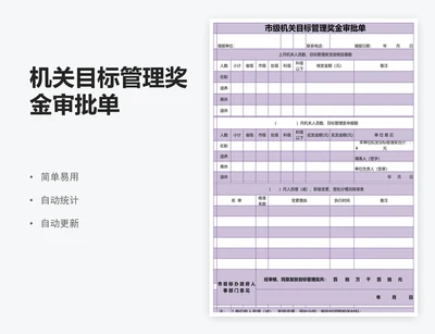 机关目标管理奖金审批单