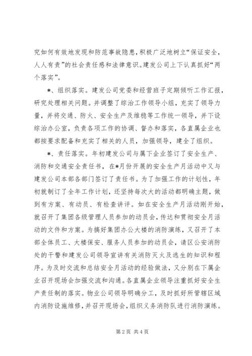 交通、防火、维稳和安全生产工作总结.docx
