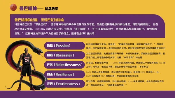 紫黄色时尚风人物简介之科比PPT模板