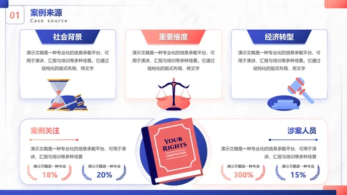 插画风法律案例分析PPT模板