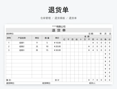退货单