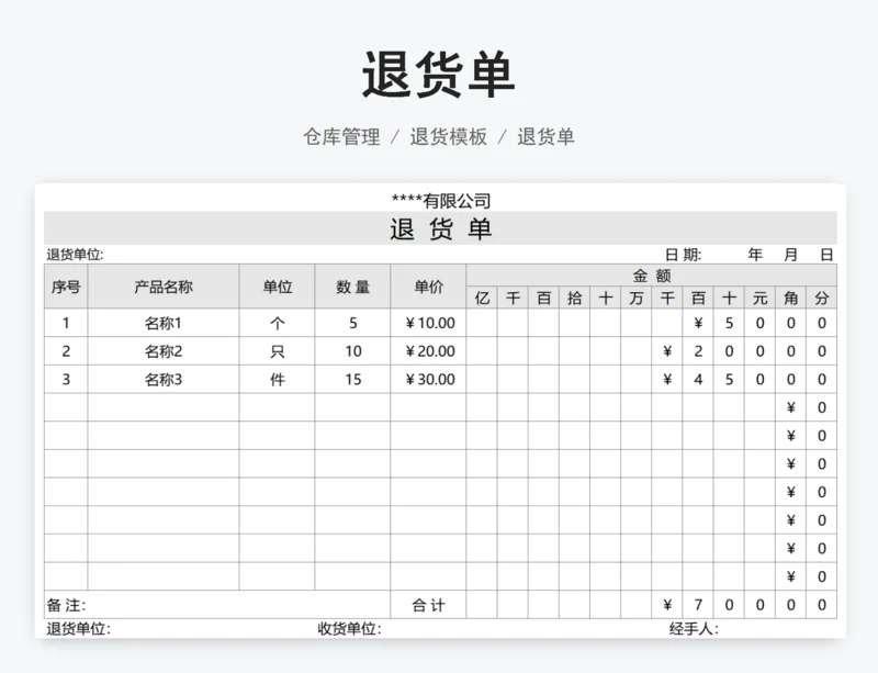 退货单