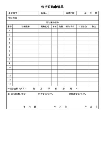 采购申请单