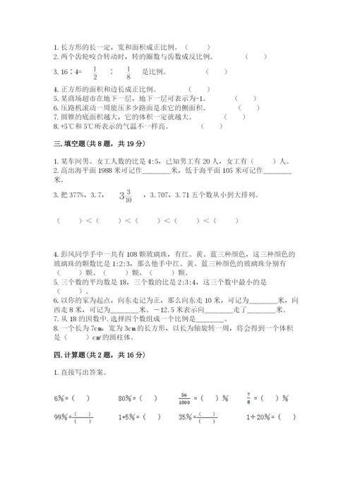 人教版六年级下册数学期末测试卷含答案【综合题】.docx