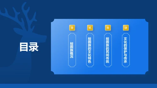 蓝色插画风裕固族介绍PPT模板