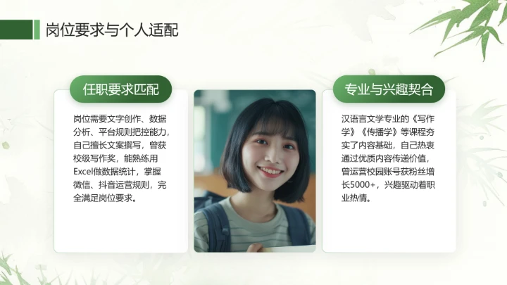 汉语言文学专业大学生求职综合能力展示职业生涯规划通用PPT模版