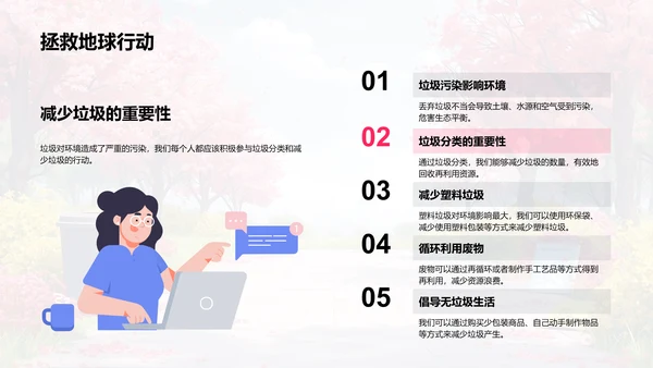 环保生活实践教育PPT模板