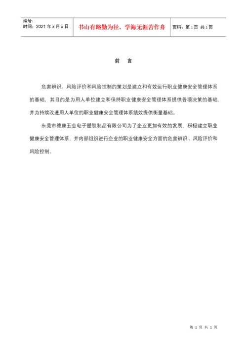 职业健康安全安全评价报告.docx