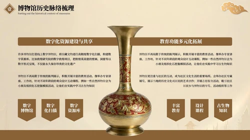 棕色国风博物馆文化介绍PPT模板