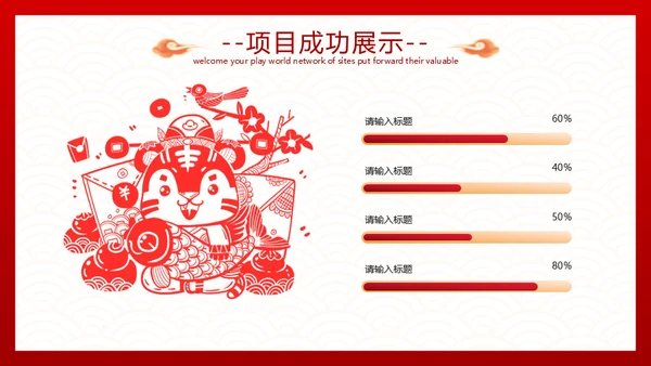 剪纸风虎年工作计划通用PPT模板