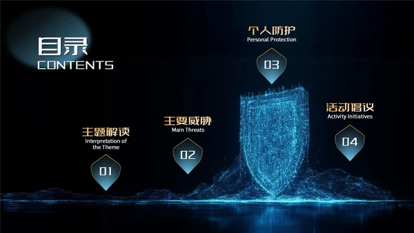 橙蓝色科技风网络安全宣传周科普讲座PPT模板