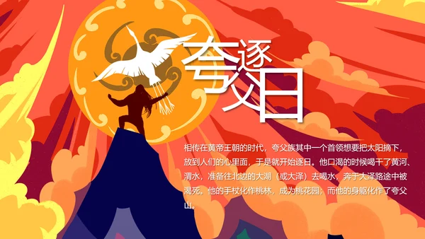 蓝橙色卡通神话故事通用PPT模板