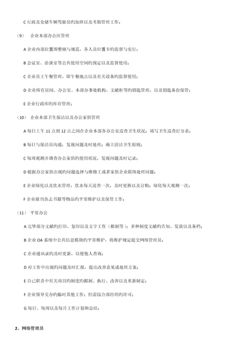 行政办公室岗位职责实用版.docx