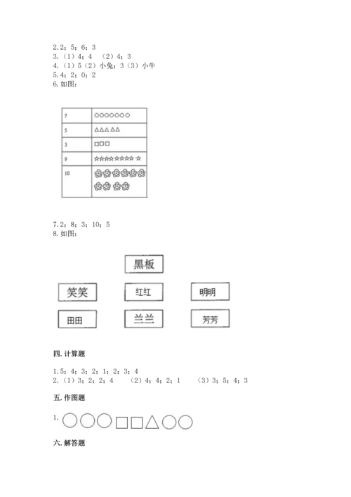 人教版一年级上册数学期中测试卷（有一套）word版.docx