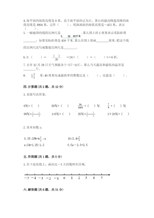冀教版小学六年级下册数学期末检测试题附答案（达标题）.docx