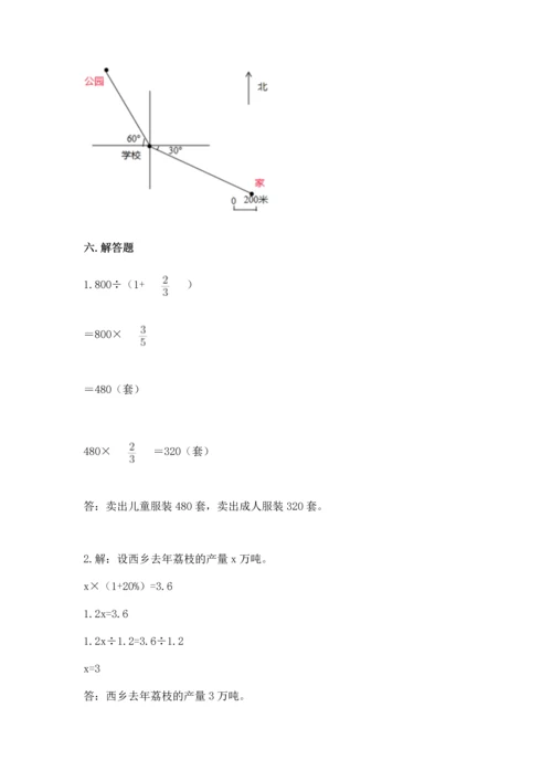 人教版六年级上册数学期末测试卷含答案【b卷】.docx