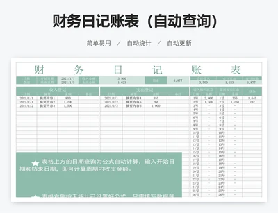 财务日记账表（自动查询）