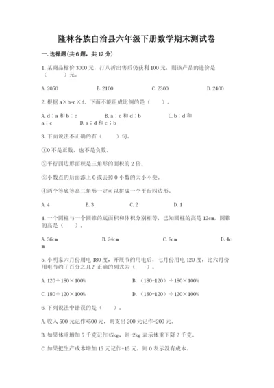 隆林各族自治县六年级下册数学期末测试卷精品带答案.docx