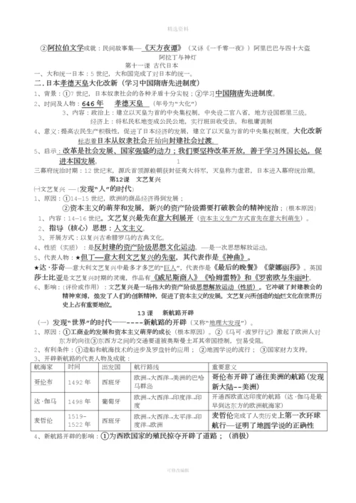 岳麓版九级上历史复习资料.docx