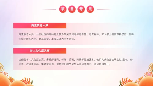 炫彩风商业创投老年人公园社区公益服务项目汇报PPT模板