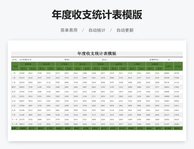 年度收支统计表模版