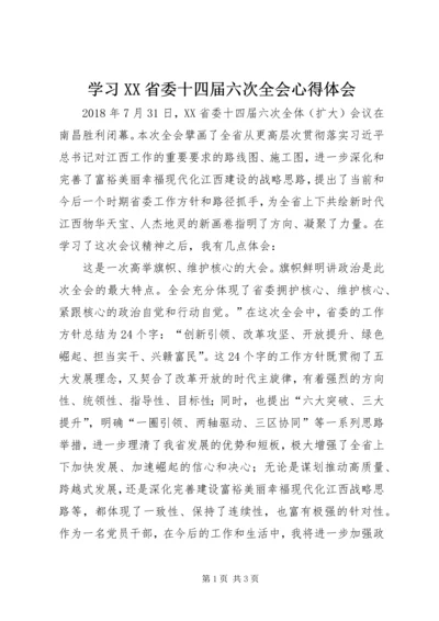 学习XX省委十四届六次全会心得体会 (2).docx