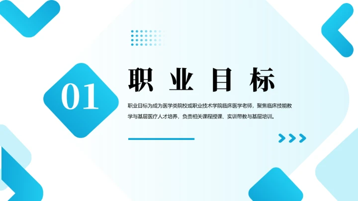 蓝色商务风临床医学专业大学生职业生涯规划职业发展展示PPT