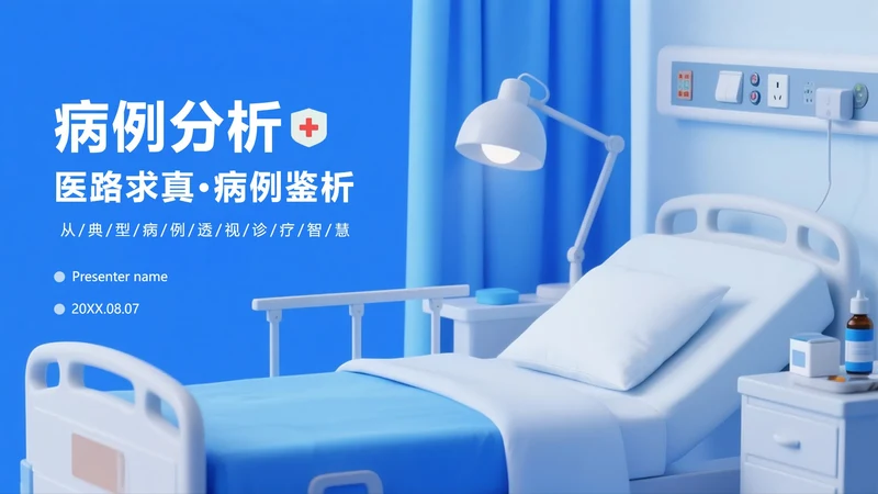 蓝色医疗膨胀风病例分析病例研讨PPT模板