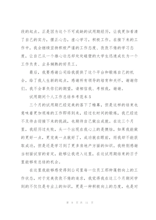 试用期间个人工作总结参考范本5篇.docx